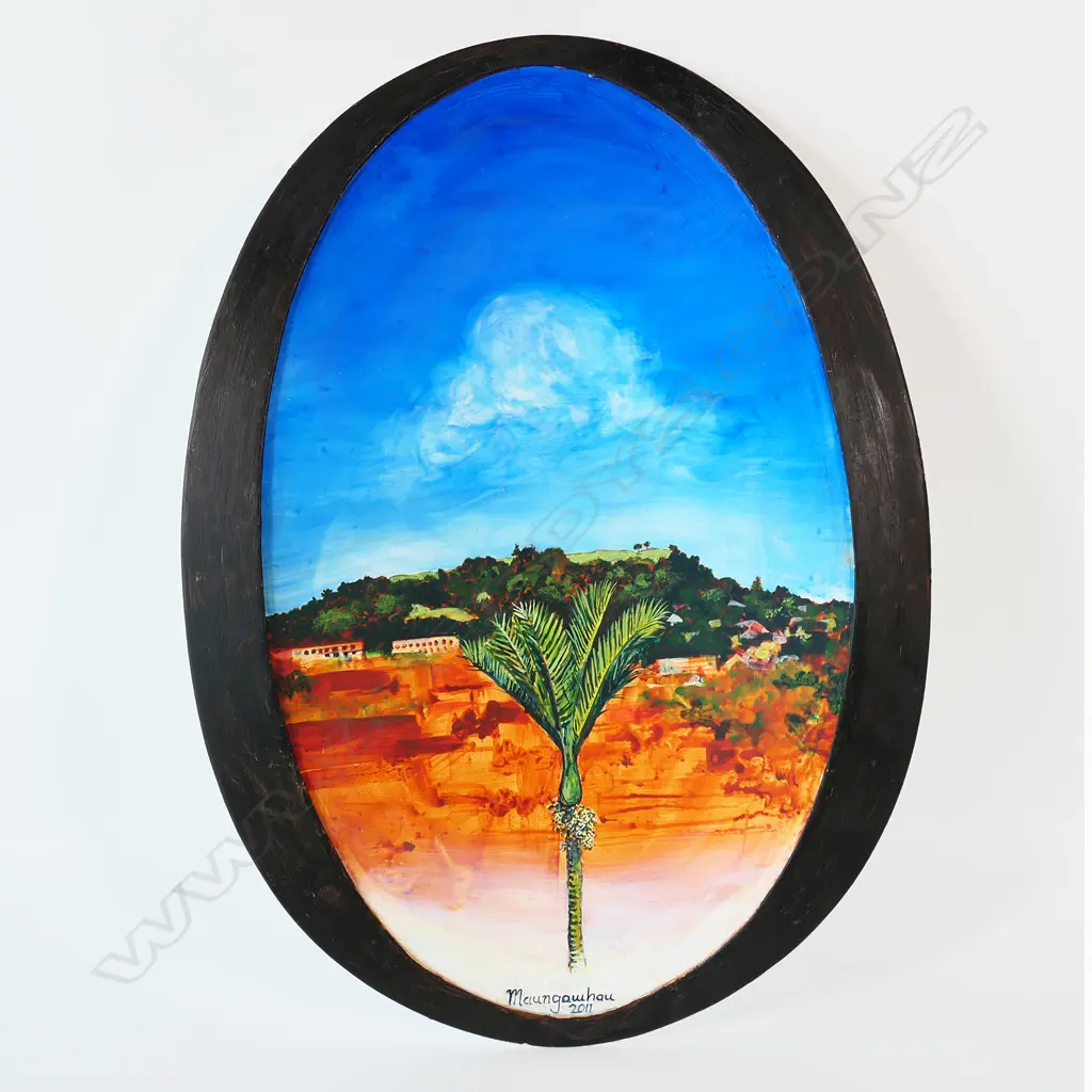 JOHN NICOL, MAUNGAWAHUA, ACRYLIC ON PLYWOOD, SIGNED VERSO, 2011, 600 x 350mm Image 1++