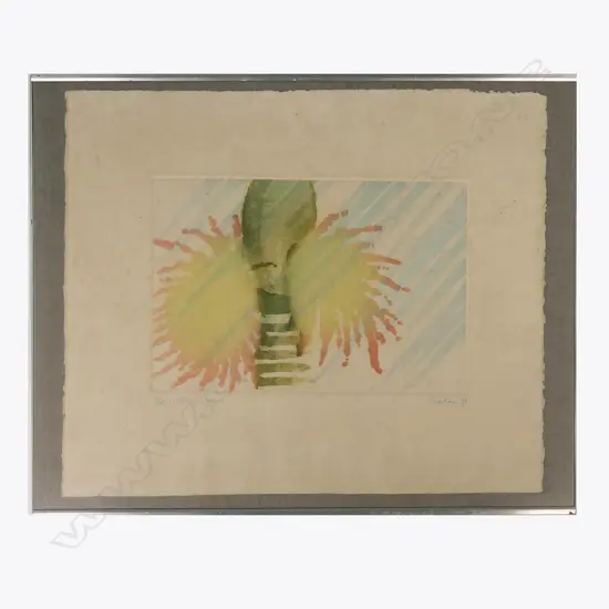 BARBARA GRAHAM, NIKAU IN RAIN 3/30, SIGNED ETCHING, 1981, 360 x 440mm