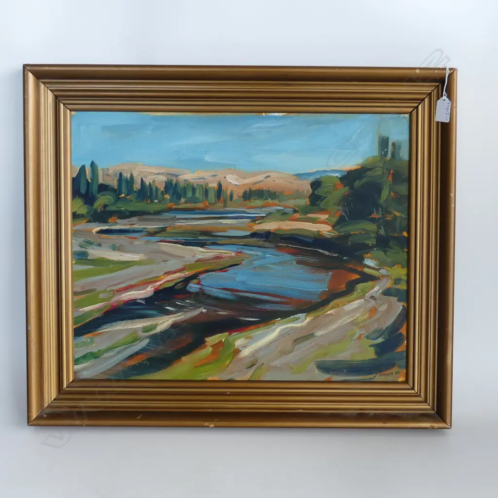 JOHN HORNER oil on board 'TUTAEKURI RIVER NEAR NAPIER', SIGNED & DATED, 83' 400X500mm Image 1++