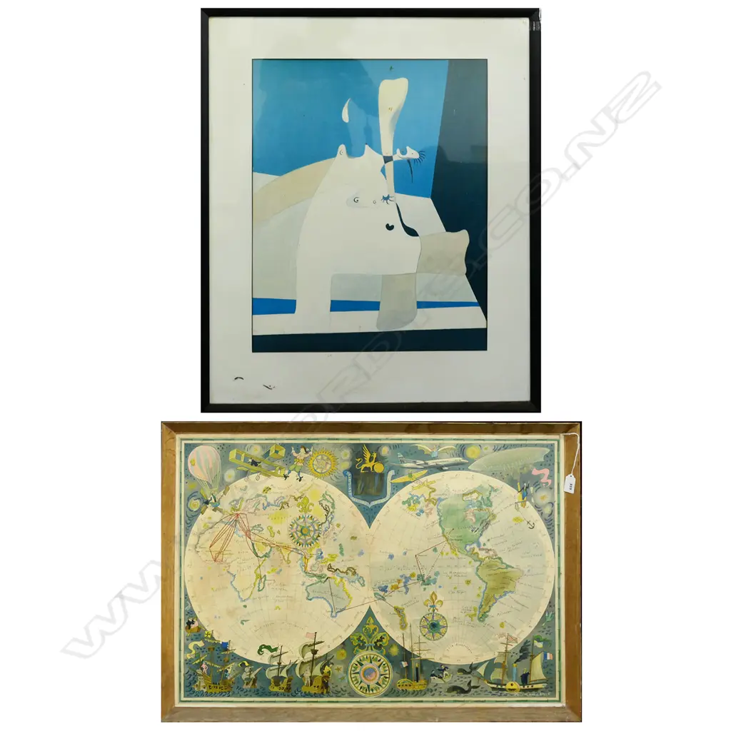 2 LG PRINTS; TAI AIRLINES 530x740mm, JOAN MIRO 'FLAME IN SPACE' 595x460mm Image 1++