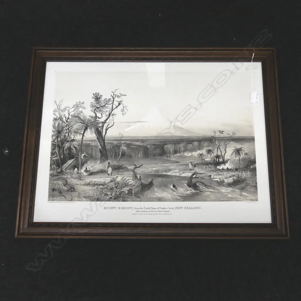 CHARLES HEAPHY 'MOUNT EGMONT FROM THE NORTH SHORE OF COOKS STRAIT NEW ZEALAND. LITHOGRAPH, 470X640mm Image 1++