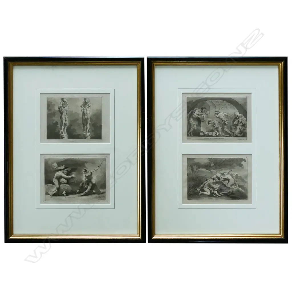 2 LG PAIRS OF DOUBLE ENGRAVINGS OF CLASSICAL SCENES, 1772-5, EACH IMAGE 160 X 220mm Image 1++