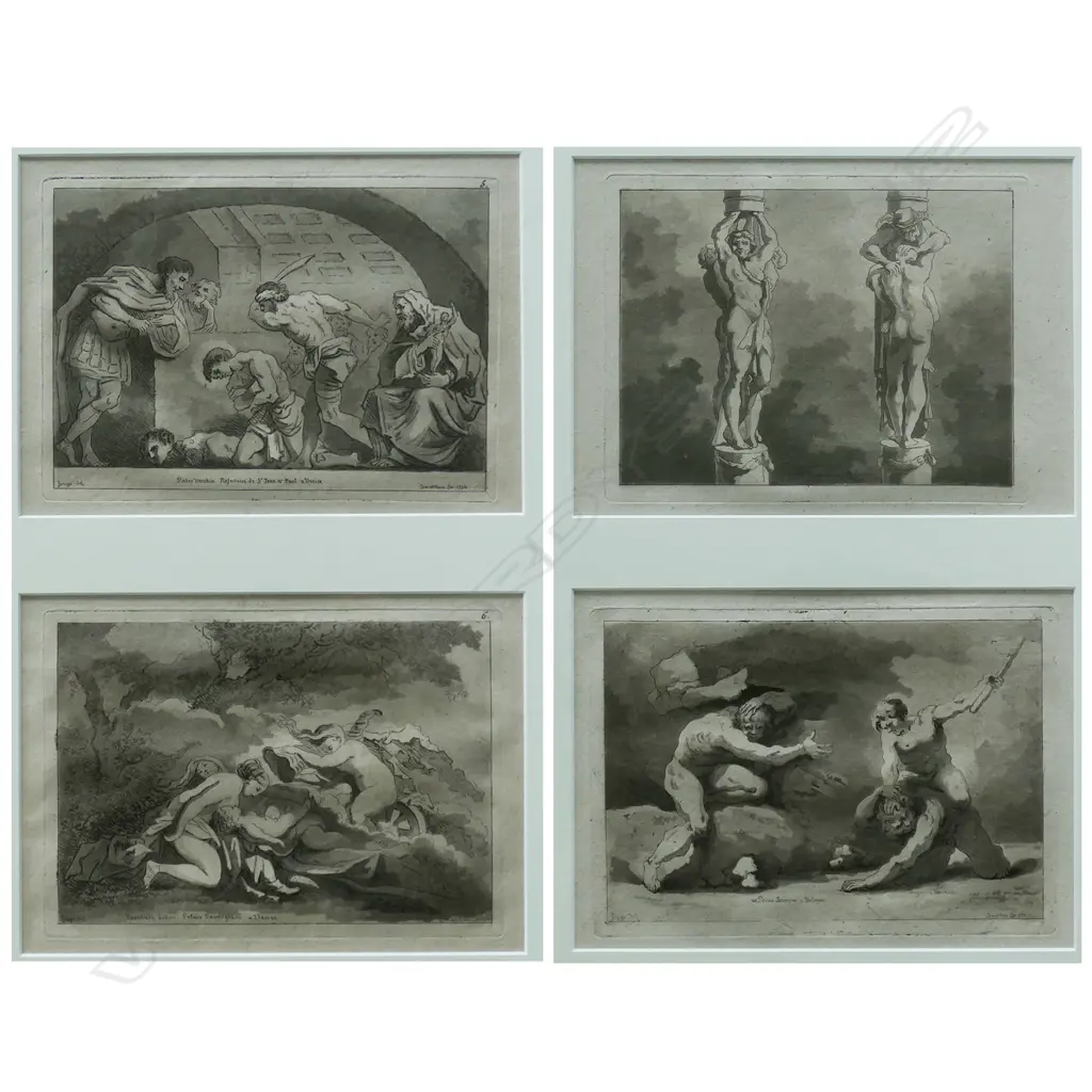 2 LG PAIRS OF DOUBLE ENGRAVINGS OF CLASSICAL SCENES, 1772-5, EACH IMAGE 160 X 220mm Image 1++