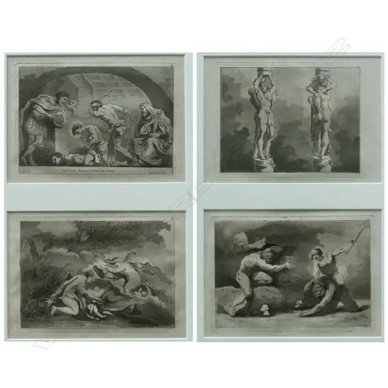 2 LG PAIRS OF DOUBLE ENGRAVINGS OF CLASSICAL SCENES, 1772-5, EACH IMAGE 160 X 220mm