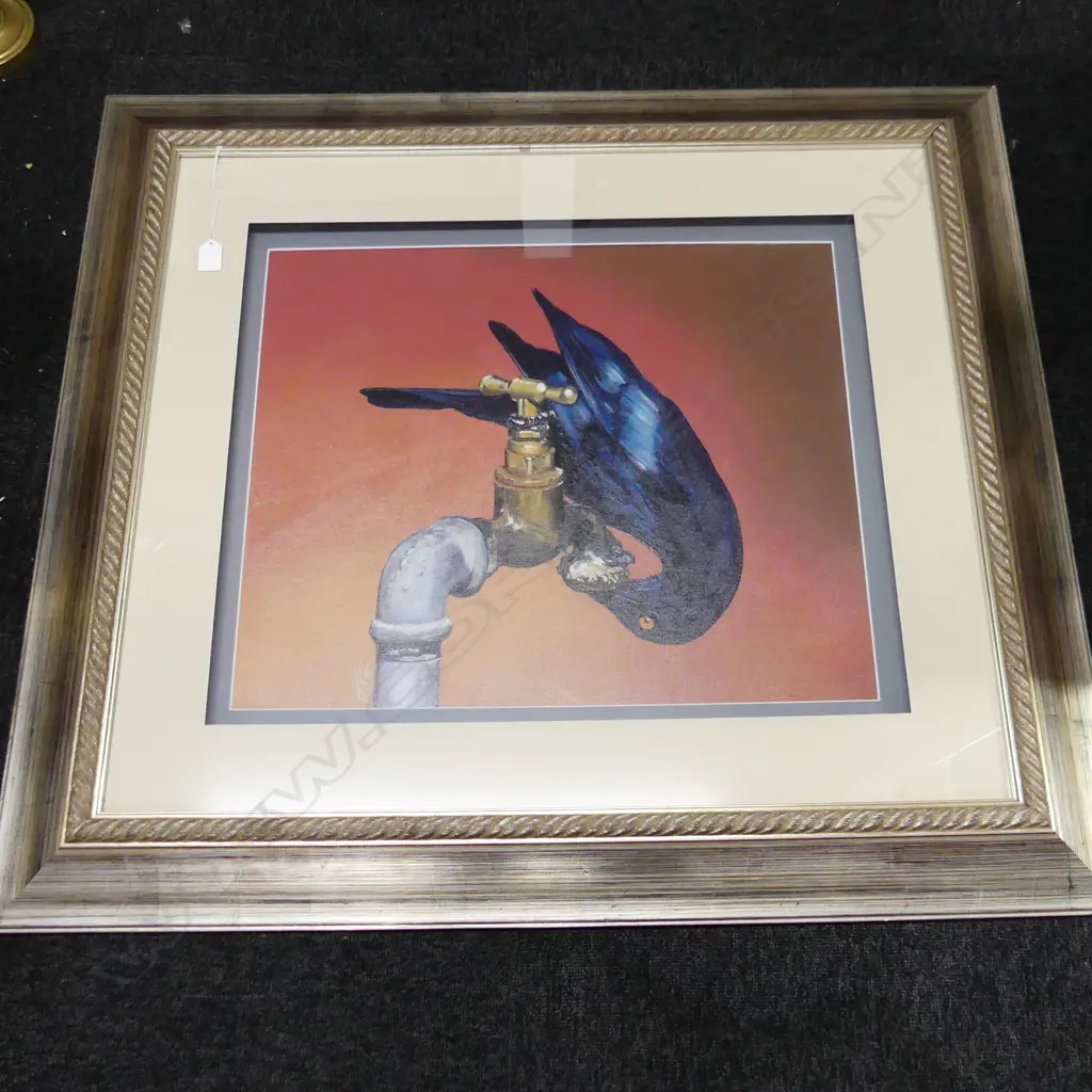 PATRICK GIBBON 'THE RAVEN TAKES A DRINK' ACRYLIC ON CANVAS, 2014 490x590mm Image 1++