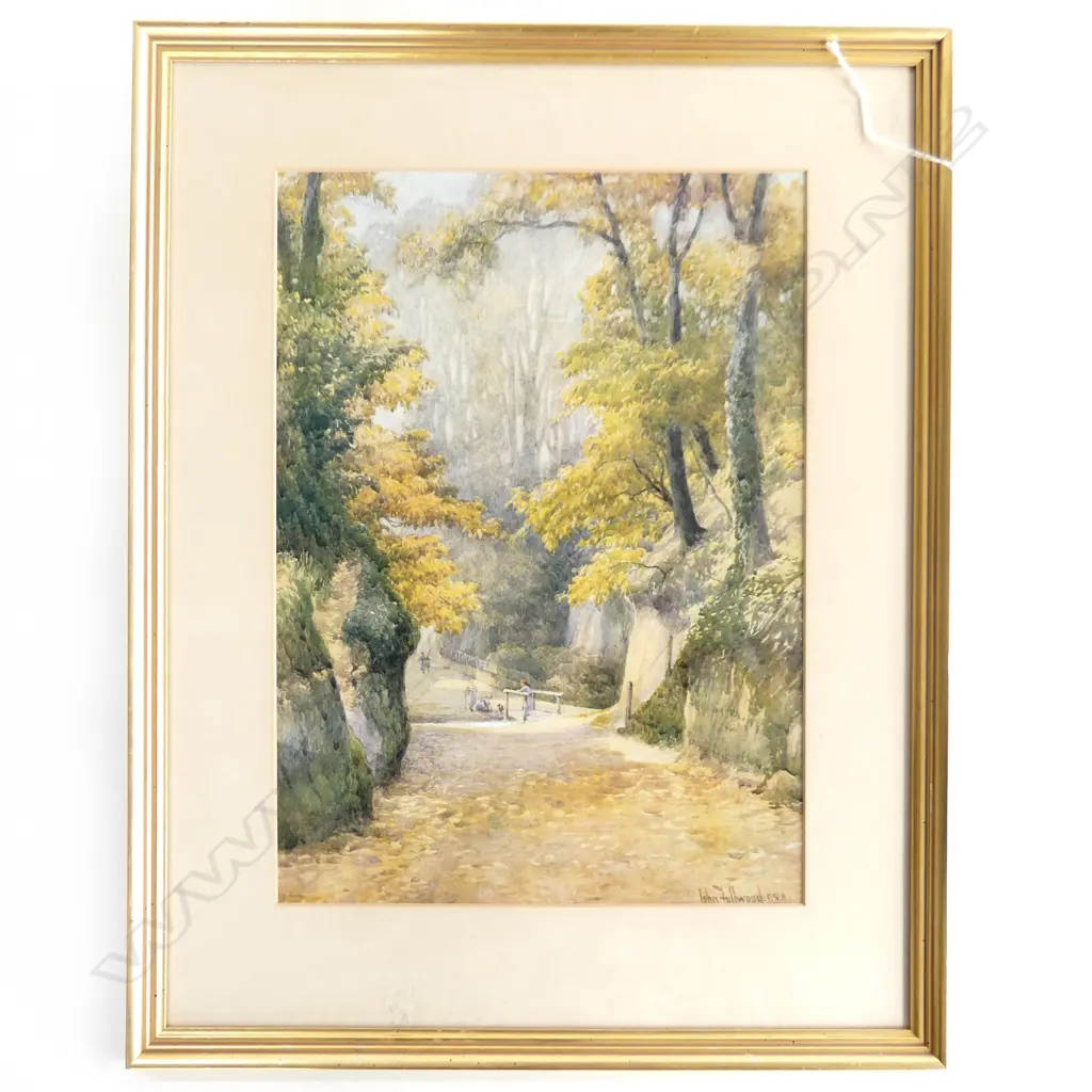 2 ARTWORKS; JOHN FULLWOOD LANDSCAPE W/C PRINT 380x275mm, EGYPIAN HIEROGLYPHIC ARTWORK 250x565mm Image 1++