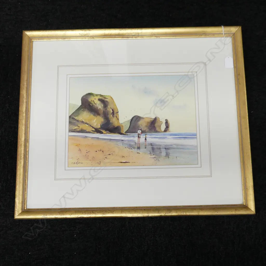SIGNED PIHA FISHING W/C 'FIRST LESSON' 260x355mm Image 1++