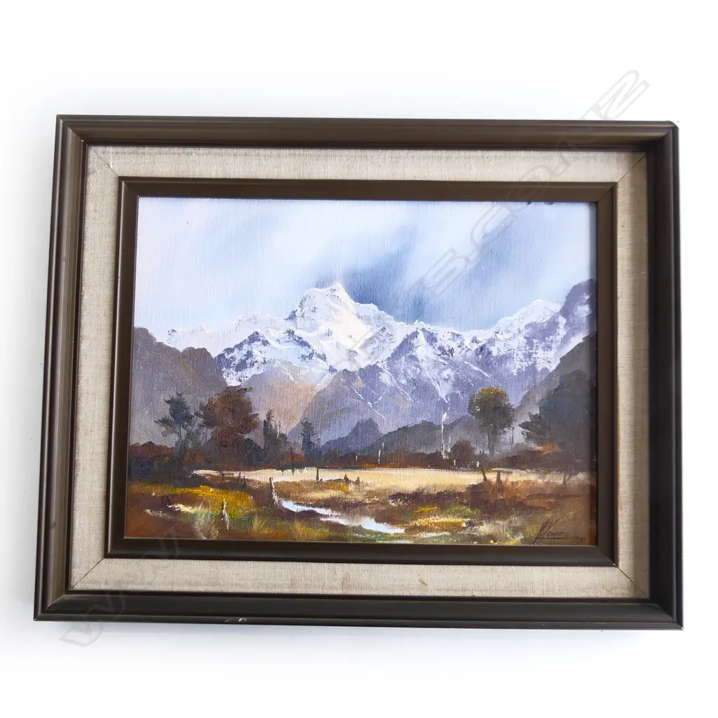 CHARLES McKENZIE 'MT TASMAN' OIL ON BOARD 1980 290x400mm Image 1++