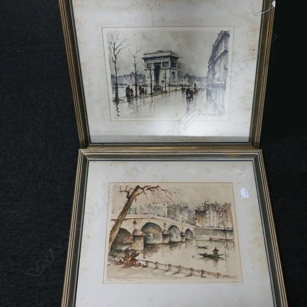 PAIR OF FRENCH WATERCOLOURS BY H WROBEL FOXING  420 X 320 Image 1++