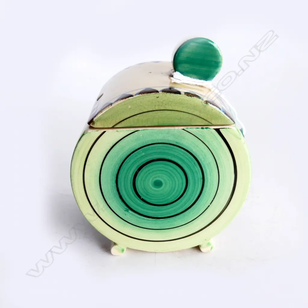 DECO SUGARBOWL, CLARICE CLIFF?, UNSIGNED SAMPLE? Image 1++