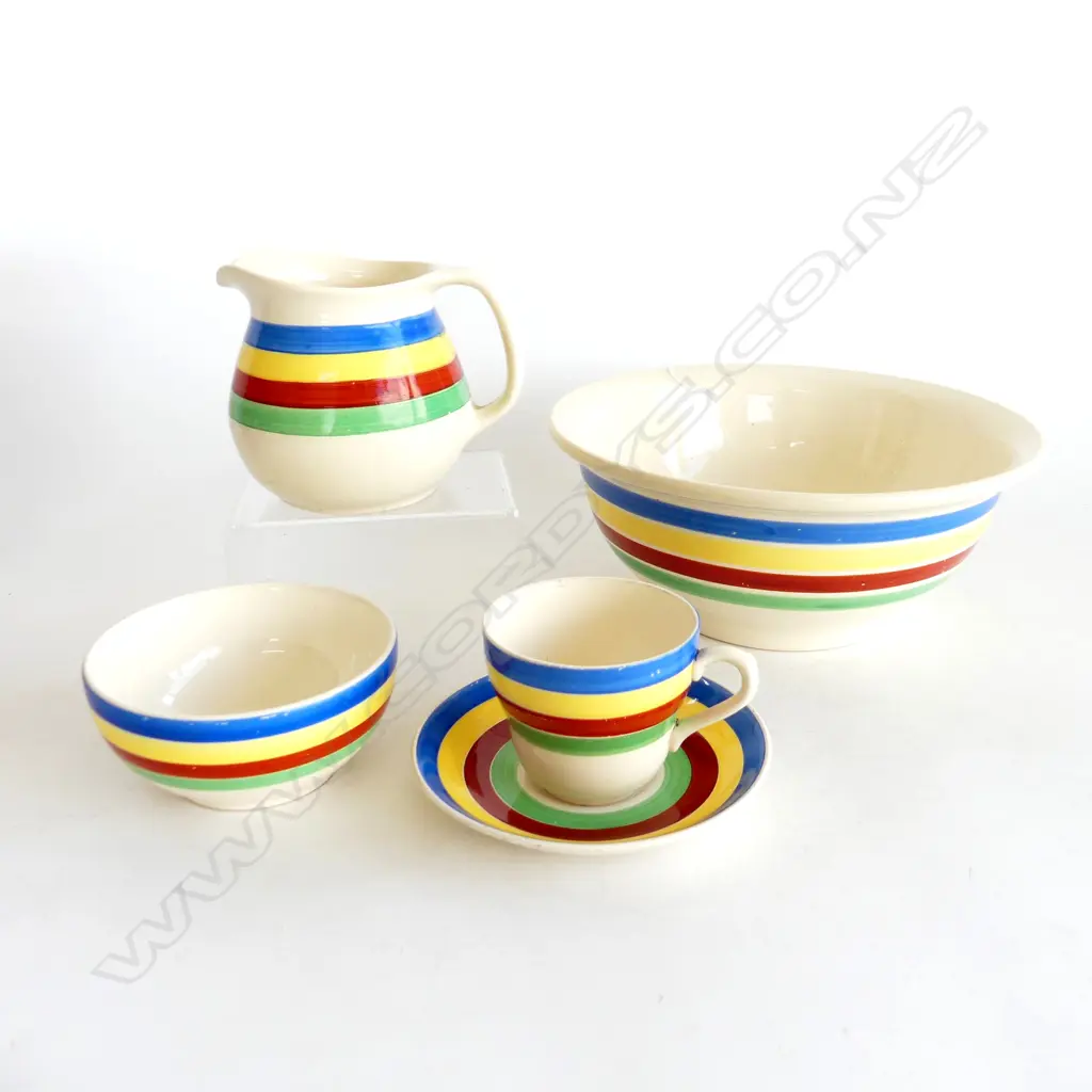 4PCS C/LYNN FIESTA WARE 2 BOWLS LARGEST 270MM JUG 120H & C/S Image 1++
