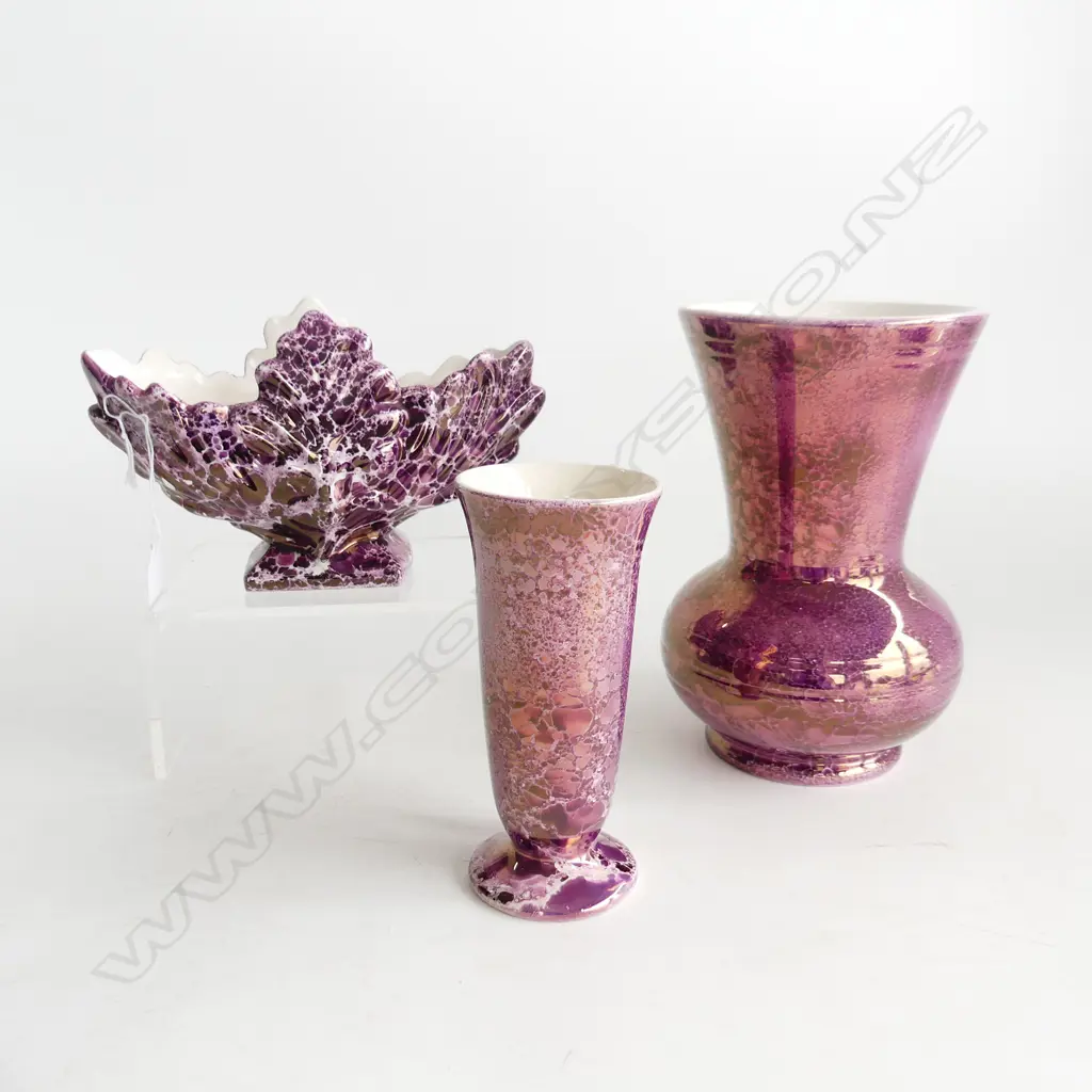 3PCS TITIAN MARBILIZED ROUGE VASE H190MM 140MM &120MM Image 1++