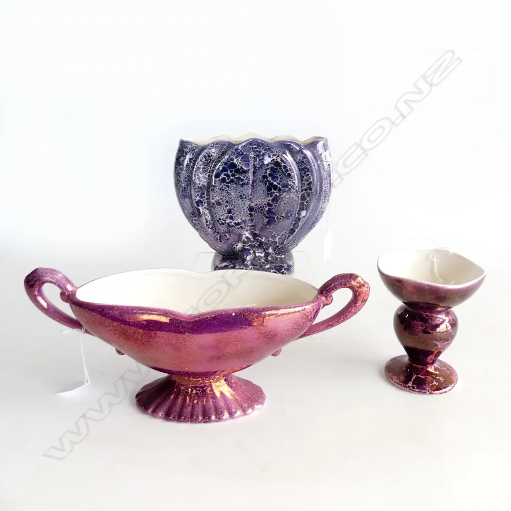 3PCS TITIAN STUDIO POTTERY MARBILIZED ROUGE VASES 150MM 130MM &120mm Image 1++