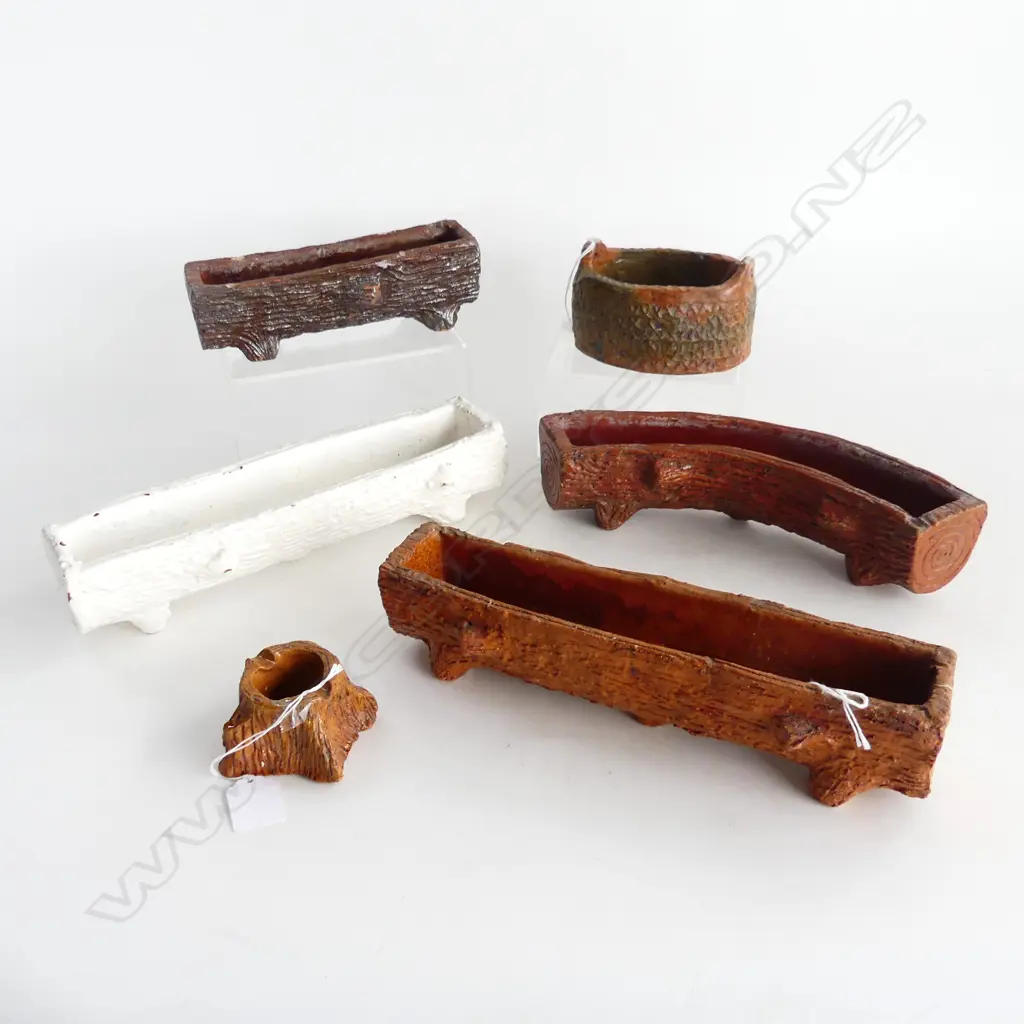 4PCS CRUMB BRICK POTTERY LOG VASES LONGEST 300MM BASKET VASE L130MM & ASHTRAY Image 1++