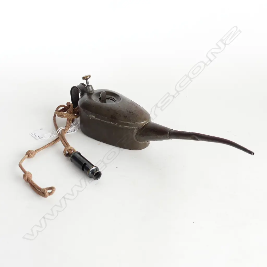 OLD 'BRAIME' OIL CAN EXTENDED SPOUT L.316mm + OLD 'EMU' SCOUTS WHISTLE Image 1++