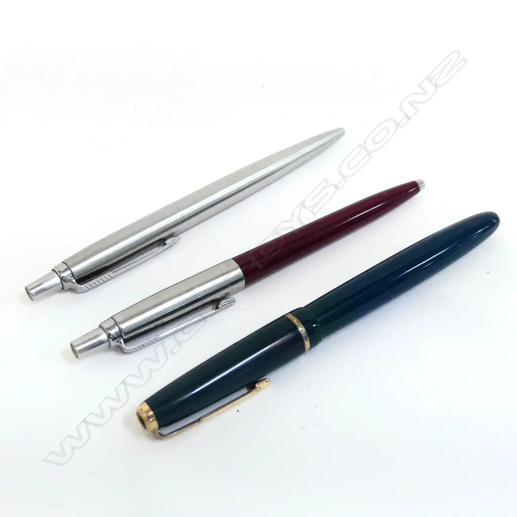 3 PARKER PENS; 14K NIB + 2 BALL POINT Image 1++