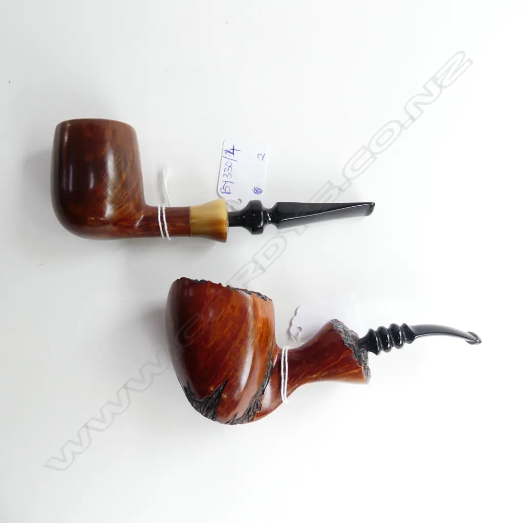 2 PIPES; GEORG JENSEN 'GIGANT DE LUXE' & ERIK NORDING FREE HAND PIPE, DENMARK L.160mm Image 1++
