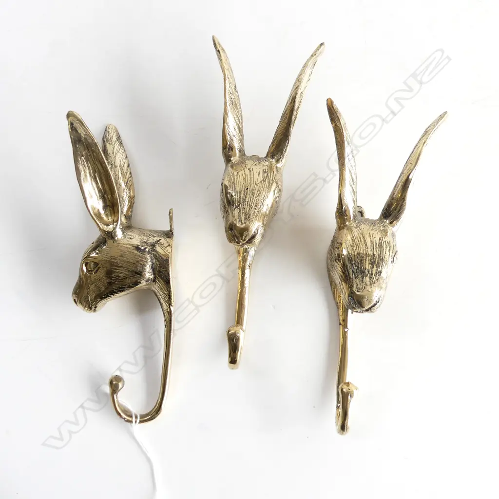 3 BRONZE RABBIT / HARE HOOKS H.180mm Image 1++