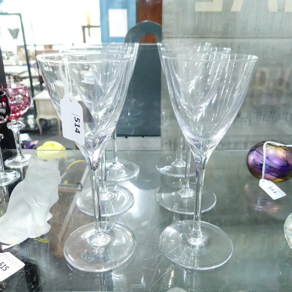 SET OF 6 FRENCH SEVRES CRYSTAL WINE GLASSES, ETCHED STAMP TO BASE, H. 195MM Image 1++