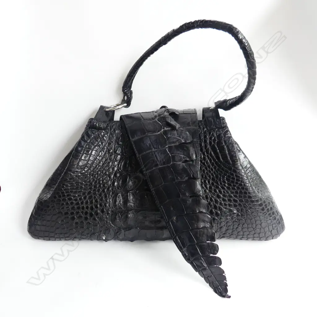 BLACK GENUINE CROCODILE BAG W.520mm Image 1++