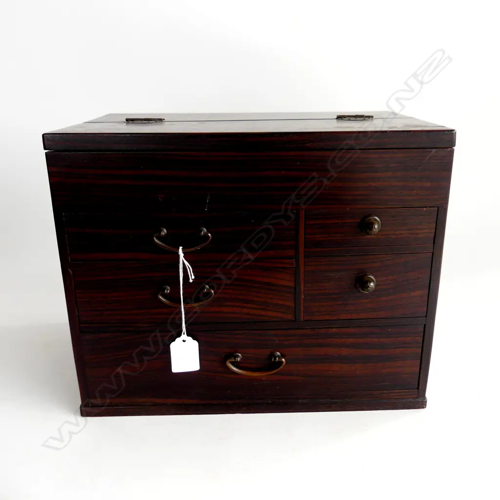 30’S JAPANESE SEWING BOX MACASSAR EBONY Image 1++