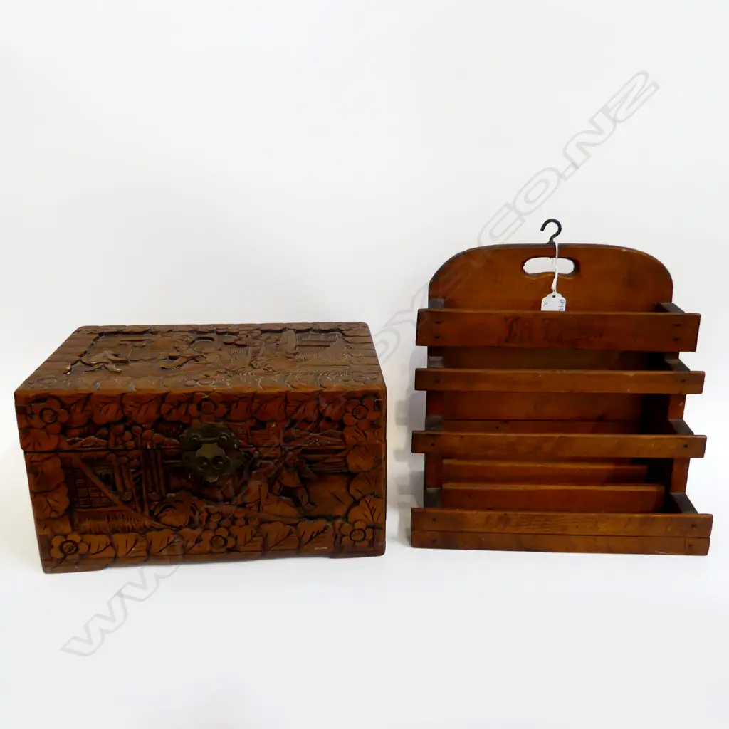 SMALL CAMPHOR BOX W.305mm + WOODEN LETTER HOLDER H.260mm Image 1++