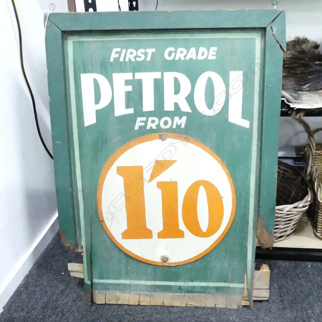 VINTAGE DOUBLE SIDED PETROL SIGN - FAULTS 835x610mm Image 1++