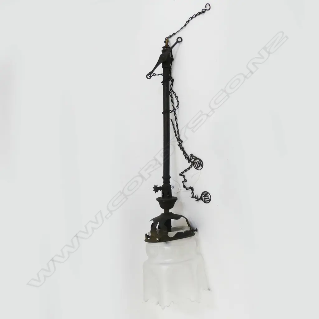 ANTIQUE LIGHT FITTING w. 'ON' PULLS H.500mm Image 1++