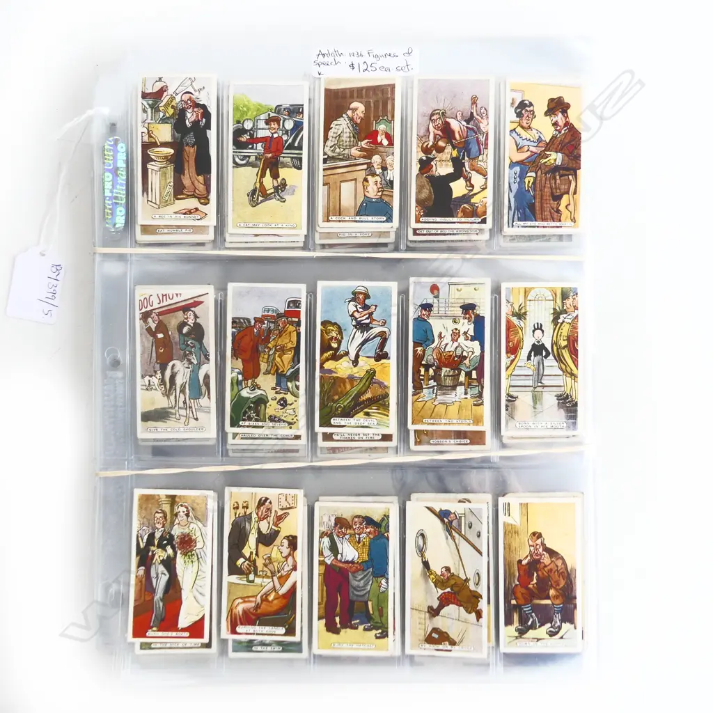 CIGARETTE CARDS; NOVELTY: FIGURES OF SPEECH, B'DAY, STAMPS ETC (some sets) Image 1++