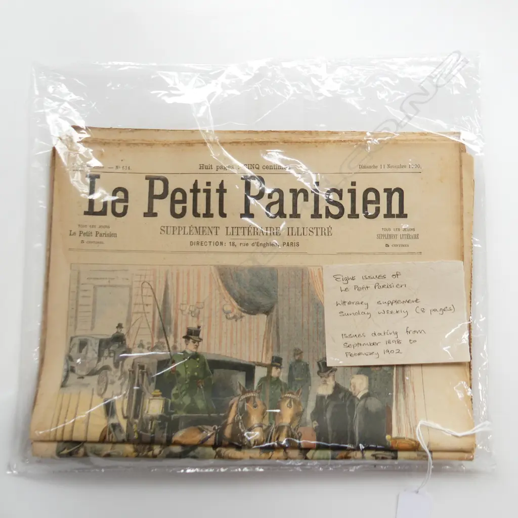 8 'LE PETIT PARISIEN' ANTIQUE FRENCH NEWSPAPERS c.1900 Image 1++