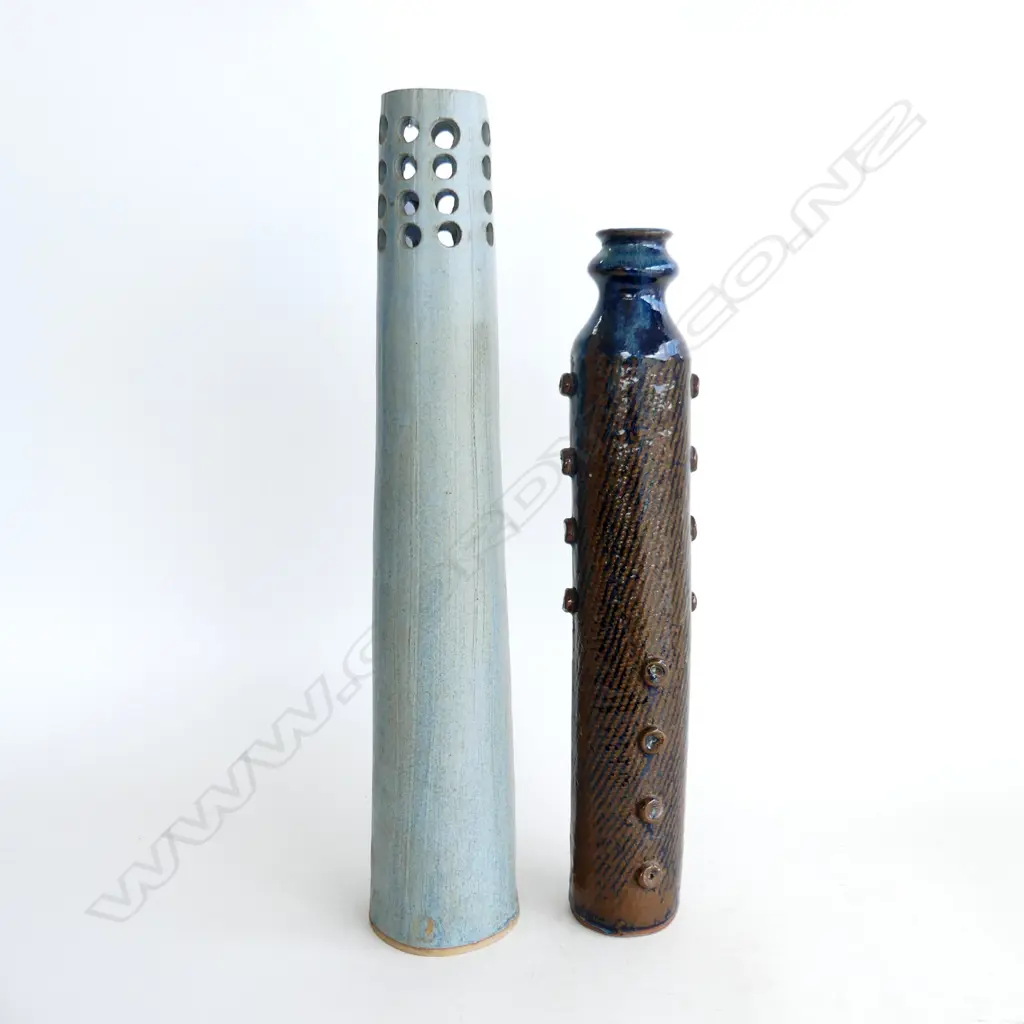 2 TALL STUDIO POTTERY VASES H.540 / 465mm Image 1++