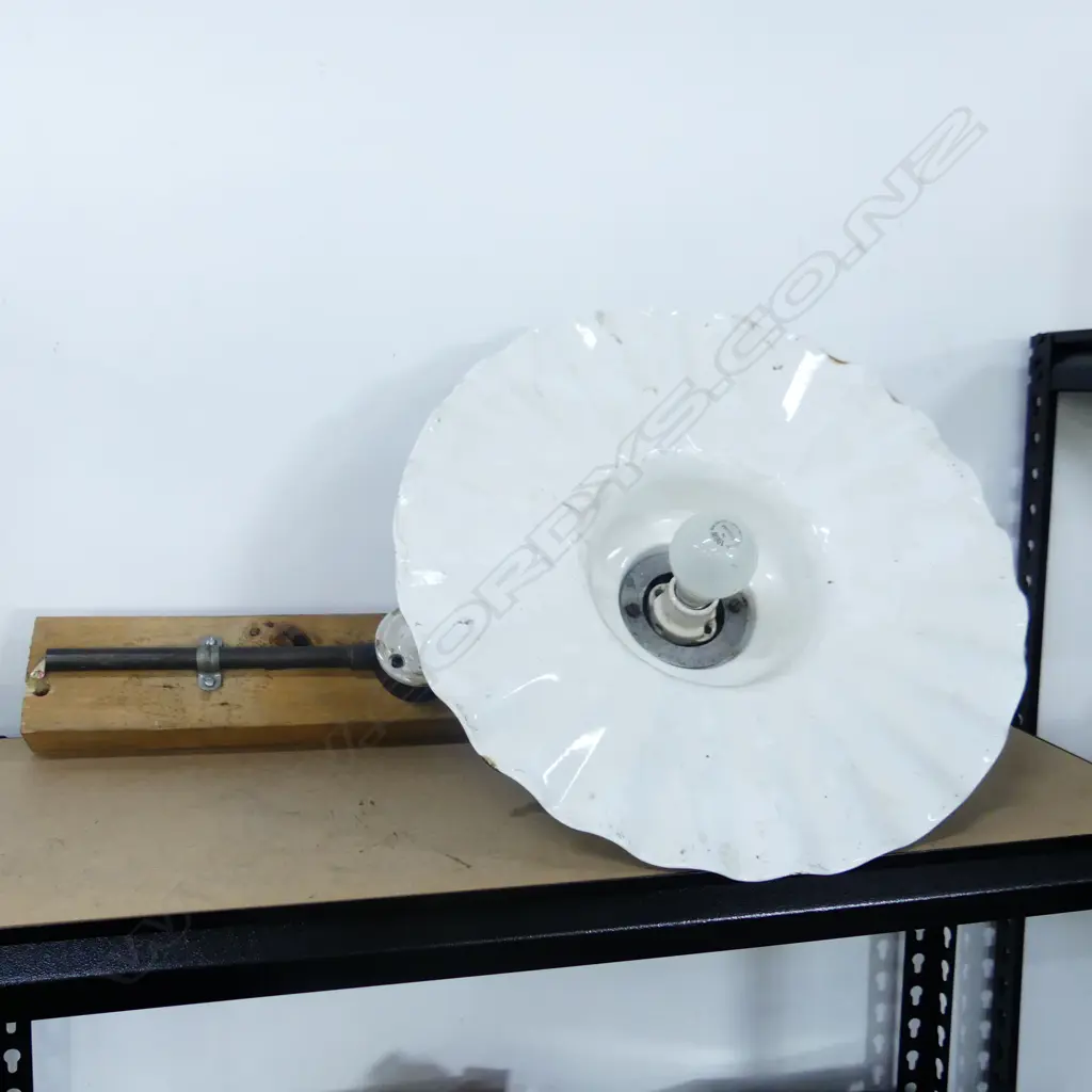 VINTAGE STREET LIGHT 430mm dia MOUNTED ON TIMBER L.550mm Image 1++
