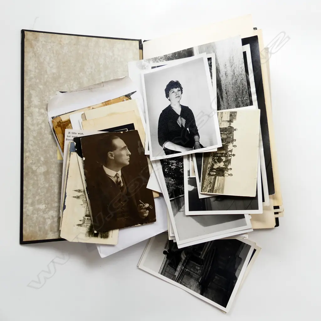 COLLECTION OF VINTAGE B/W PHOTOS, POSTCARDS ETC Image 1++