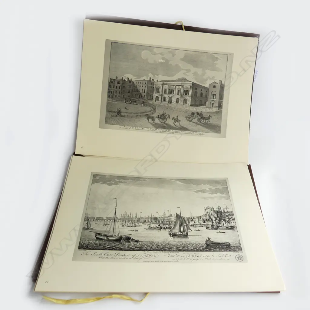 FOLIO OF 17 ENGRAVINGS; 18thC LONDON LANDMARKS 200x300mm Image 1++