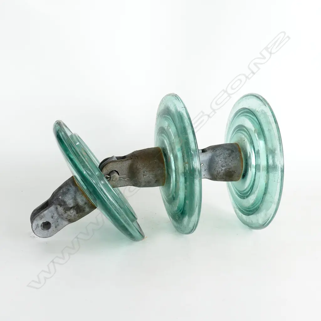 VINTAGE INDUSTRIAL ELECTRICITY ISOLATOR  3 glass discs Dia.255mm w metal fittings Image 1++