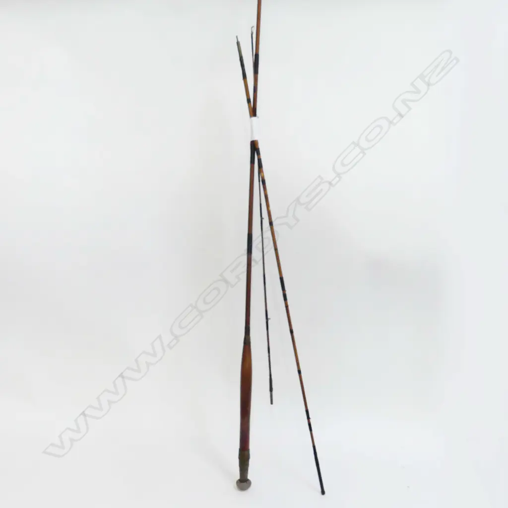 EARLY 3 PCE FISHING ROD; W J CUMMINS MAKER BISHOP AUCKLAND Image 1++
