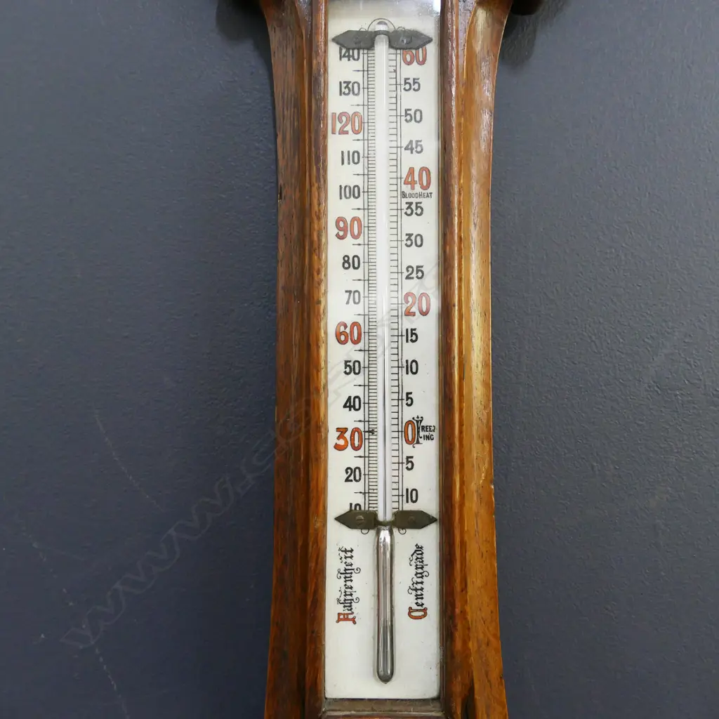 EARLY 20thC OAK FRAMED WALL BAROMETER BY GEORGE BIRLEY & Co. WORCESTER H.850mm Image 1++