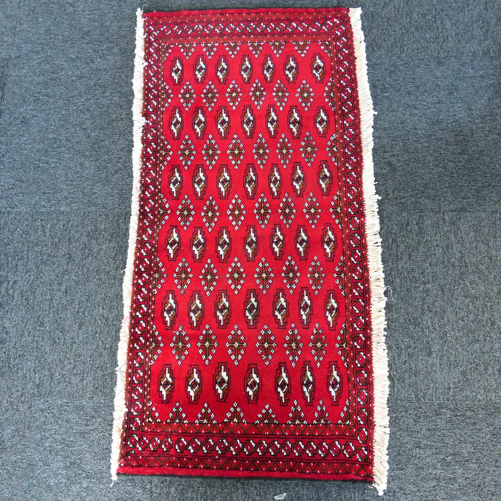 165G SML PERSIAN TURKOMAN HAND KNOTTED RUG 1360 x 620mm Image 1++