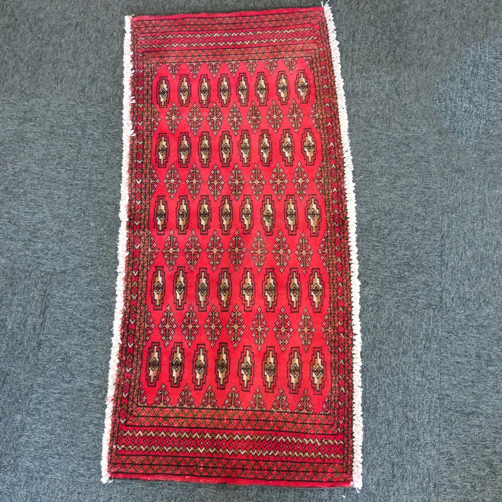 165G SML PERSIAN TURKOMAN HAND KNOTTED RUG 1330 x 600mm Image 1++