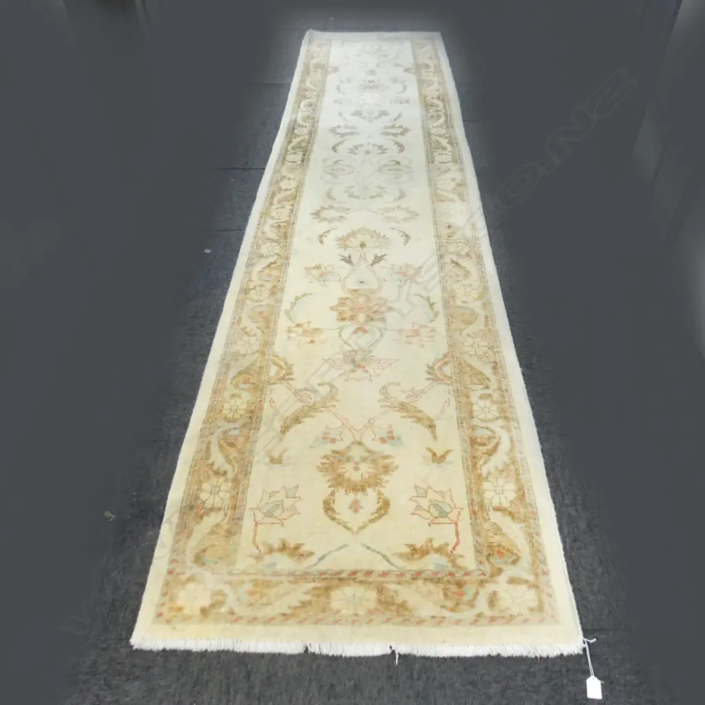 HAND KNOTTED PALE WOOL PILE RUNNER 3950x850mm Image 1++
