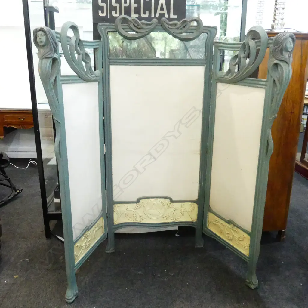 ART NOUVEAU STYLE 3 PANEL SCREEN H.1660mm Image 1++