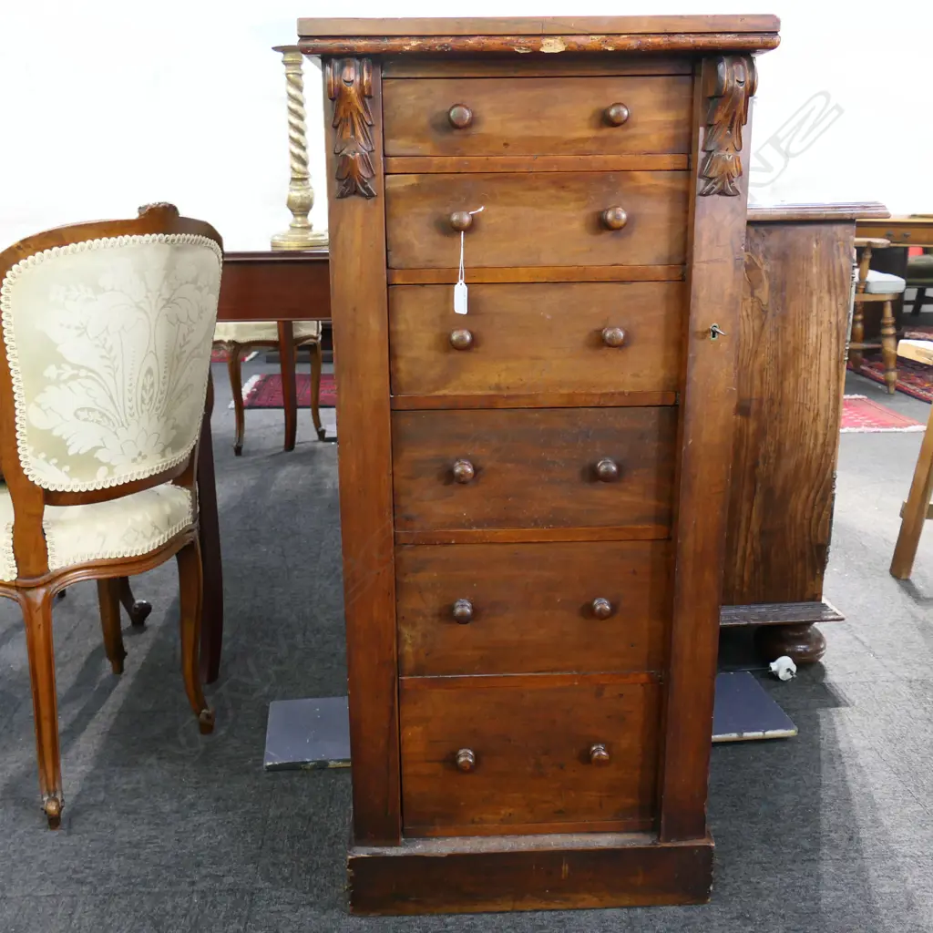 VICTORIAN WELLINGTON CHEST 490 x 370 x 1090mm SOME BORER Image 1++