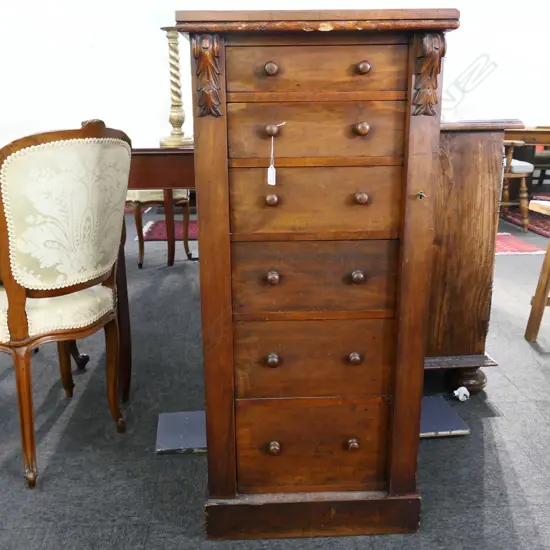 VICTORIAN WELLINGTON CHEST 490 x 370 x 1090mm SOME BORER