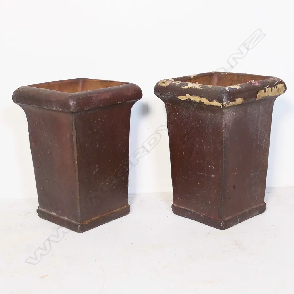 PR SMALL TALL SQUARE PLANTER IRON STONE GARDEN POTS Image 1++