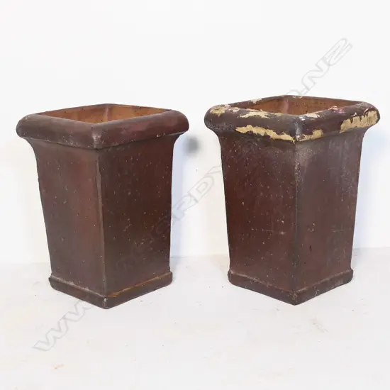PR SMALL TALL SQUARE PLANTER IRON STONE GARDEN POTS