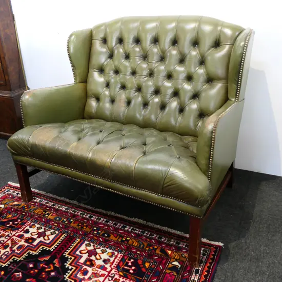 VINTAGE LEATHER BUTTON BACK TWO SEATER 1150 x 850 x 1000mm.