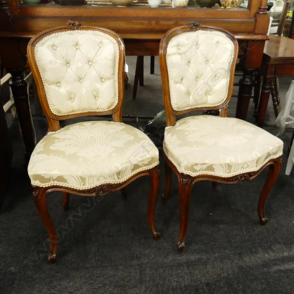 PR FRENCH STYLE UPHOLSTERED DINING CHAIRS + STOOL Image 1++