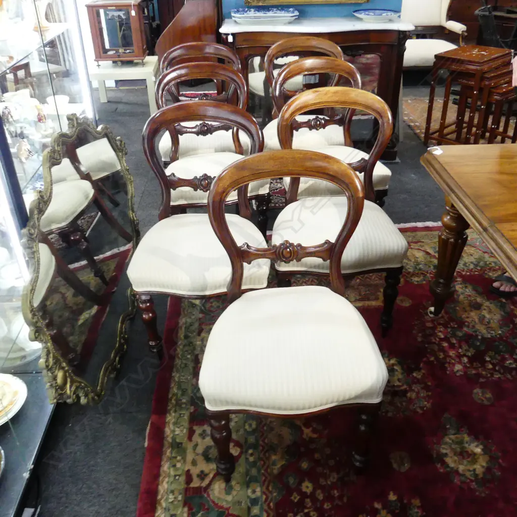 8 VICTORIAN BALLOON BACK DINING CHAIRS Image 1++