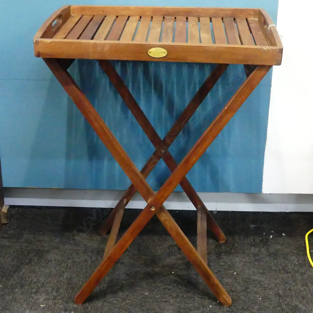 SLATTED WOODEN TRAY TABLE BY ZELANDIA 560x400x775mm Image 1++