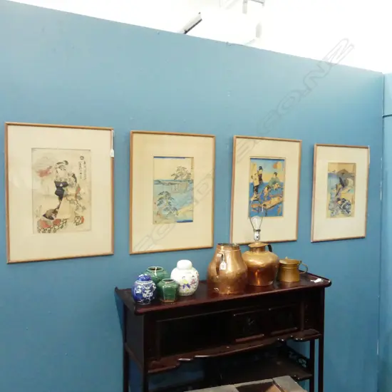 4 JAPANESE PRINTS, FOXING 345x240mm